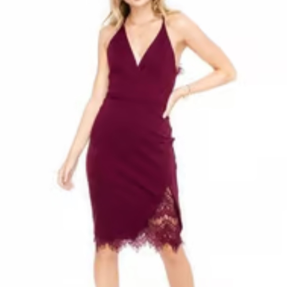 ASTR the Label Size Small Women’s Burgundy Lace Fringe Cocktail Party Dress NWT